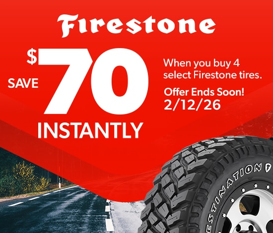 Save $70 Instantly on Four Select Firestone Tires