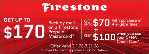 Get up to a $70 Firestone Prepaid Mastercard by Mail