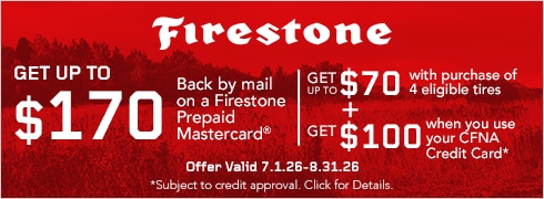 Get up to a $70 Firestone Prepaid Mastercard by Mail
