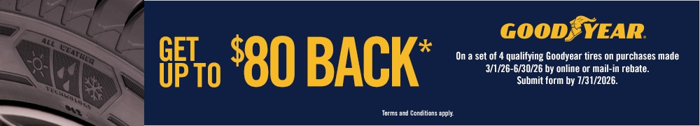Buy 4 Select Tires, Get Up to $80 Back* from Goodyear