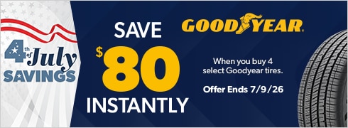 4th of July Savings: Buy 4 Select Goodyear Tires, Save $80 Instantly