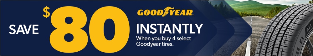 Buy 4 Select Goodyear Tires, Save $80 Instantly