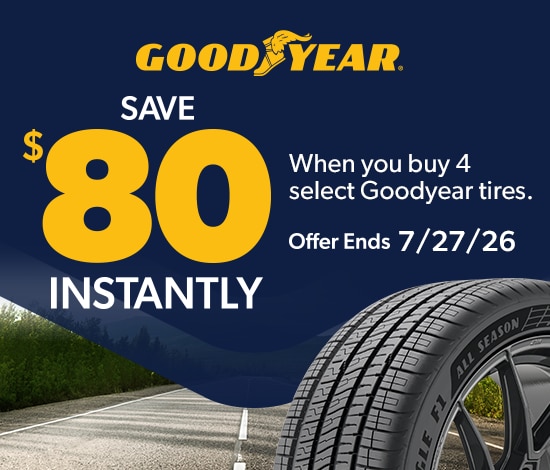 Buy 4 Select Goodyear Tires, Save $80 Instantly