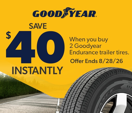 Buy 2 Goodyear Endurance Trailer Tires, Save $40 Instantly
