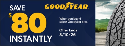 Buy 4 Select Goodyear Tires, Save $80 Instantly