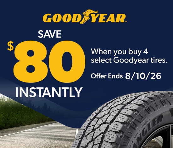 Buy 4 Select Goodyear Tires, Save $80 Instantly