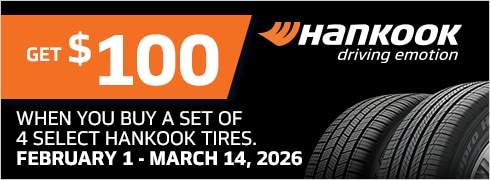 Buy a set of 4 and get a $100 Hankook Prepaid Mastercard via online rebate.
