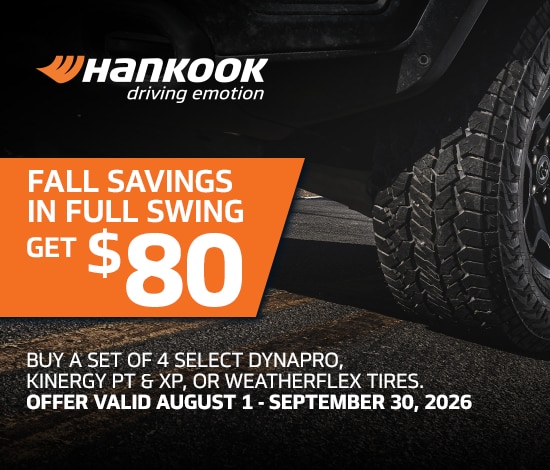 Buy 4 Select Hankook Tires, Get $80 Back