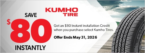 Buy a Set of 4 Select Kumho Tires, Save $80 Instantly