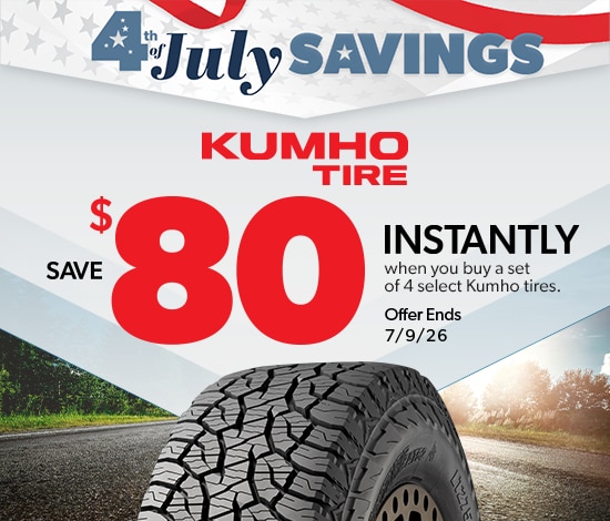 4th of July Savings: Buy 4 Select Kumho Tires, Save $80 Instantly