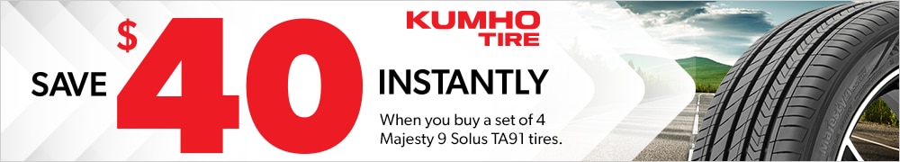 Buy 4 Kumho Majesty 9 Solus TA91 Tires, Save $40 Instantly