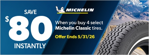Buy 4 Select Michelin Classic Tires, Save $80 Instantly