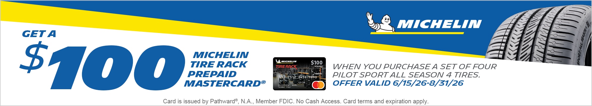 Buy 4 Select Tires, Get an $80 Michelin Tire Rack Prepaid Mastercard by Mail