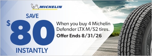 Buy 4 Michelin Defender LTX M/S2 Tires, Save $80 Instantly