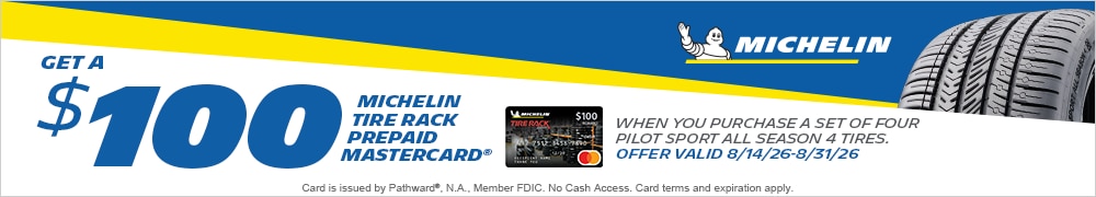 Get a $100 Michein Prepaid Mastercard When You Buy 4 Pilot Sport All Season 4 Tires