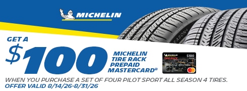 Get a $100 Michelin Prepaid Mastercard When You Buy 4 Pilot Sport All Season 4 Tires