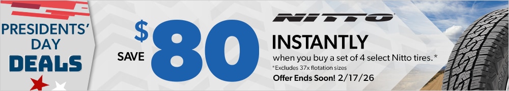 Presidents' Day Savings : Save $80 Instantly on Four Select Nitto Tires