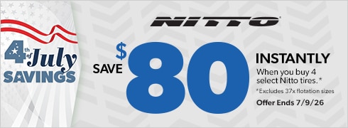 4th of July Savings: Buy 4 Select Nitto Tires, Save $80 Instantly