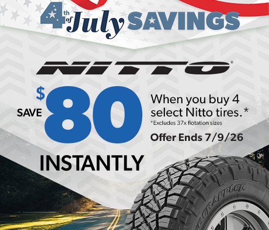4th of July Savings: Buy 4 Select Nitto Tires, Save $80 Instantly