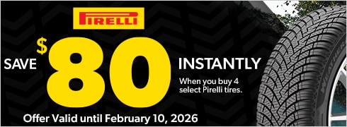 Save $80 Instantly on Four Select Pirelli Tires