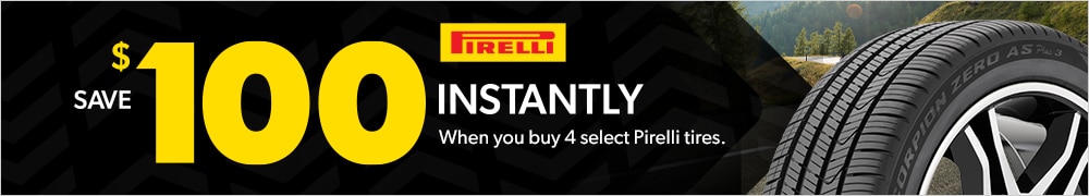 Buy a Set of 4 Select Pirelli Tires, Save $100 Instantly