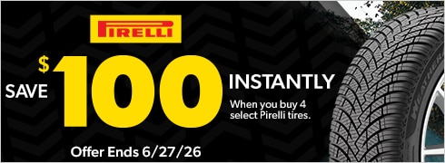 Buy a Set of 4 Select Pirelli Tires, Save $100 Instantly