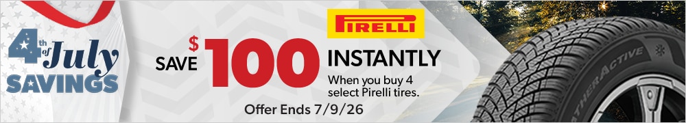 4th of July Savings: Buy 4 Select Pirelli Tires, Save $100 Instantly