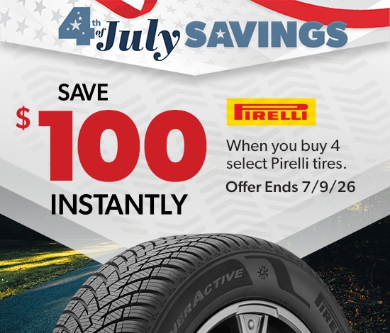 4th of July Savings: Buy 4 Select Pirelli Tires, Save $100 Instantly