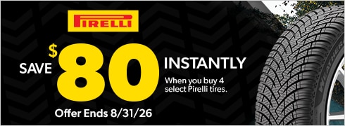 Buy 4 Select Pirelli Tires, Save $80 Instantly