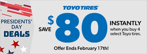Presidents' Day Savings : Save $80 Instantly on Four Select Toyo Tires