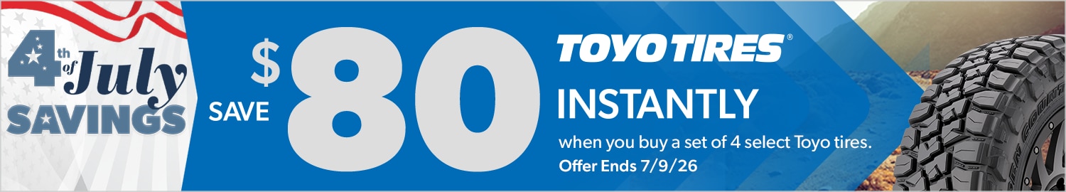 4th of July Savings: Buy 4 Select Toyo Tires, Save $80 Instantly