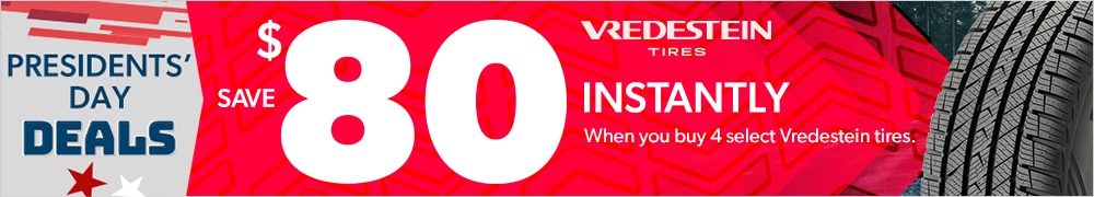 Presidents' Day Savings : Save $80 Instantly on Four Select Vredestein Tires
