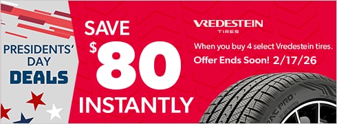 Presidents' Day Savings : Save $80 Instantly on Four Select Vredestein Tires
