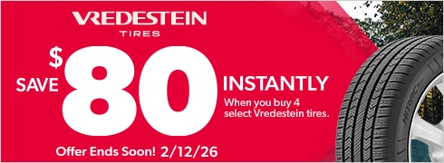 Save $80 Instantly on Four Select Vredestein Tires