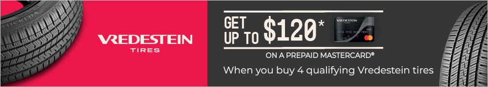 Buy 4 Select Vredestein Tires, Get Up to a $120 Vredestein Tires Prepaid Mastercard