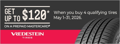 Buy 4 Select Vredestein Tires, Get Up to a $120 Vredestein Tires Prepaid Mastercard