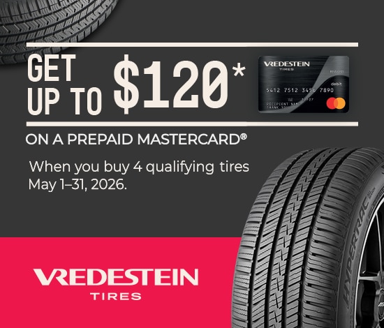 Buy 4 Select Vredestein Tires, Get Up to a $120 Vredestein Tires Prepaid Mastercard