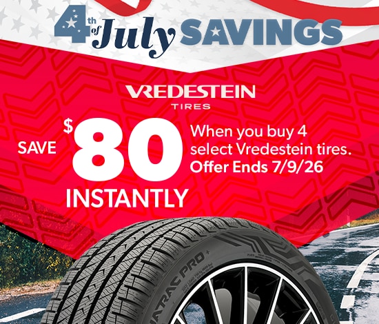 4th of July Savings: Buy 4 Select Vredestein Tires, Save $80 Instantly