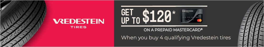Buy 4 Select Vredestein Tires, Get Up to a $120 Vredestein Tires Prepaid Mastercard