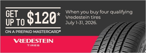 Buy 4 Select Vredestein Tires, Get Up to a $120 Vredestein Tires Prepaid Mastercard