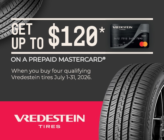 Buy 4 Select Vredestein Tires, Get Up to a $120 Vredestein Tires Prepaid Mastercard