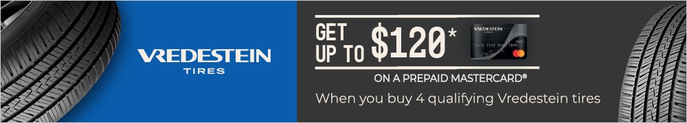 Buy 4 Select Vredestein Tires, Get Up to a $120 Vredestein Tires Prepaid Mastercard