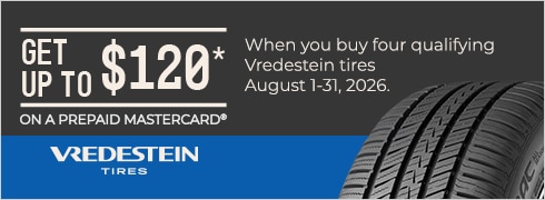 Buy 4 Select Vredestein Tires, Get Up to a $120 Vredestein Tires Prepaid Mastercard
