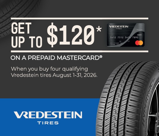 Buy 4 Select Vredestein Tires, Get Up to a $120 Vredestein Tires Prepaid Mastercard