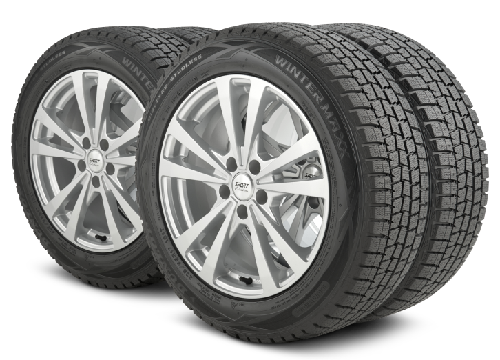 Wheels Mounted on a set of 4 tires, representing a mounted Tire and Wheel package