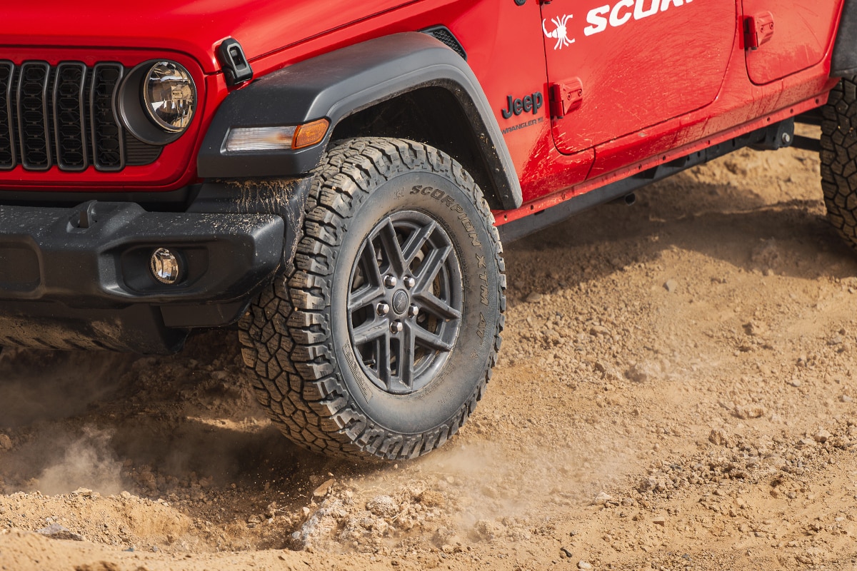 All-terrain truck tire close-up