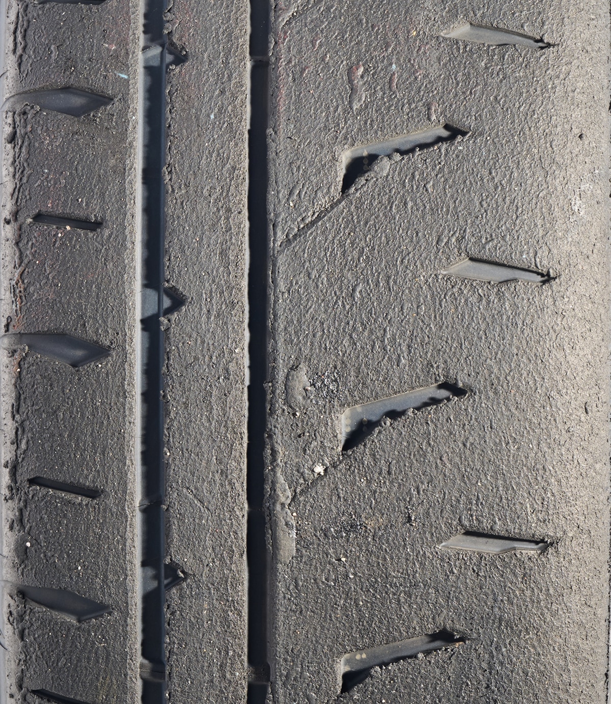 A close up images of the Bridgestone Potenza RE-71RZ tread wear