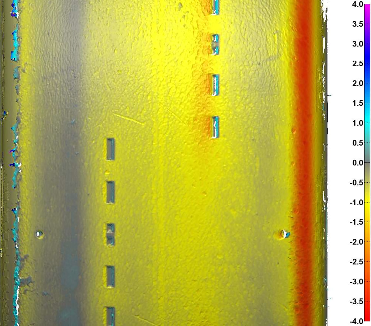 A close up heat scan of the Hoosier Track Attack R Race R8 wear