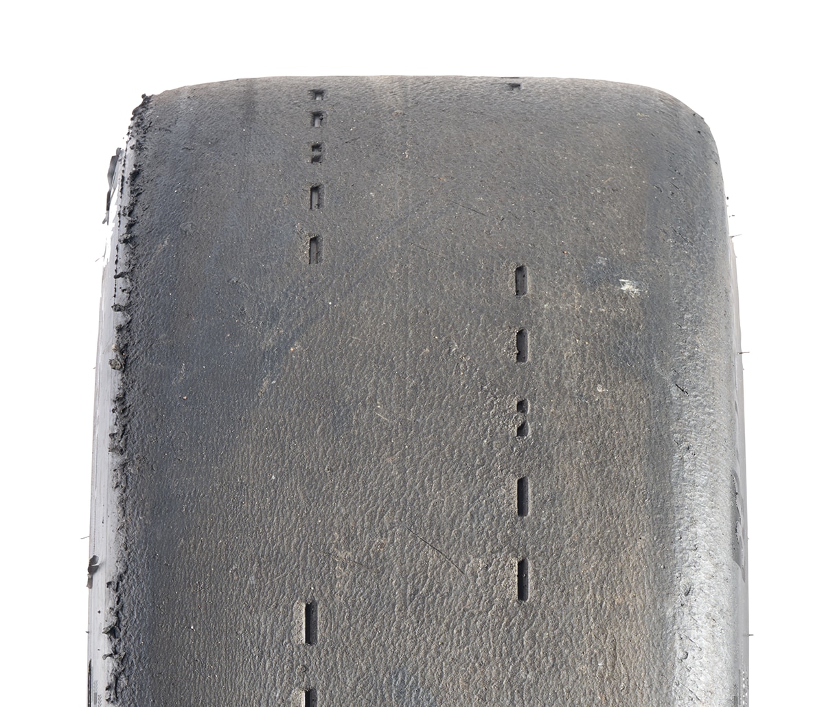 A close up images of the Hoosier Track Attack R Race R8 tread wear