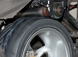 Picture of tire on heat cycling machine spinning